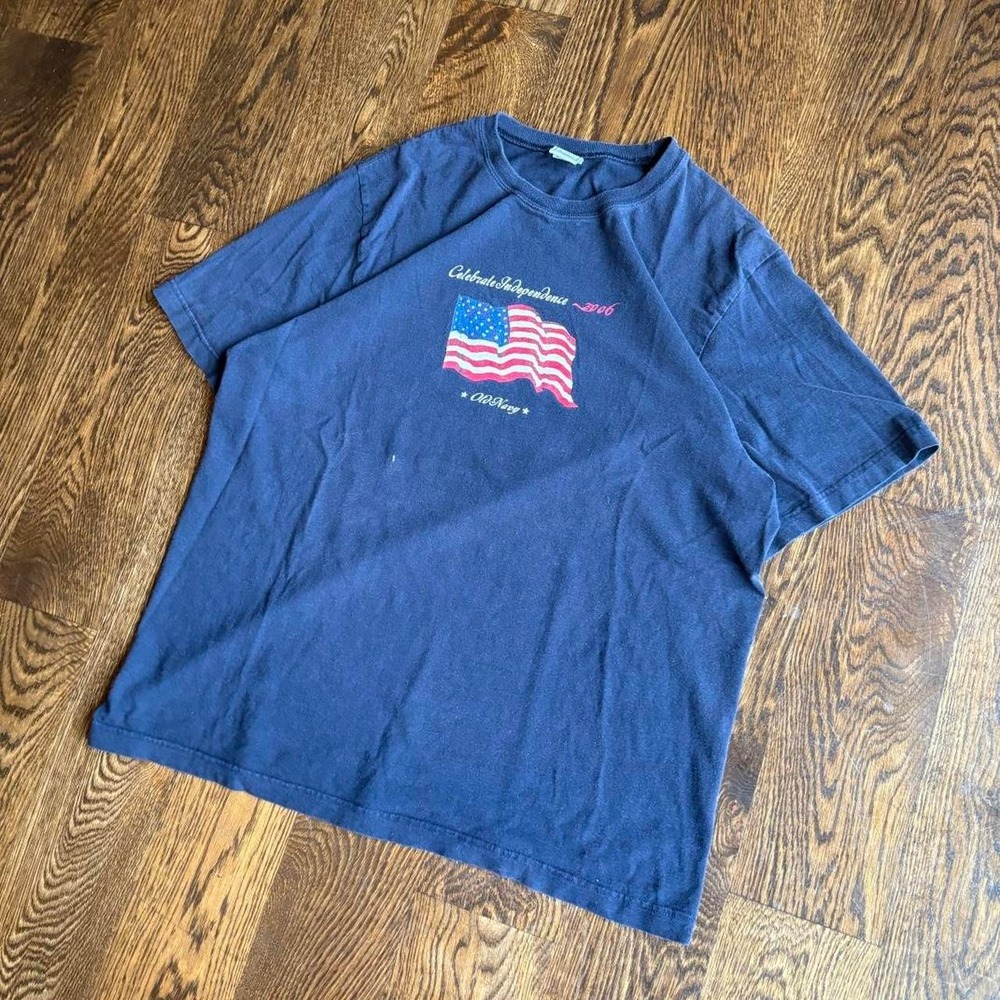 Vintage Old Navy 2006 Celebrate Independence American Flag T Shirt Mens XL Blue